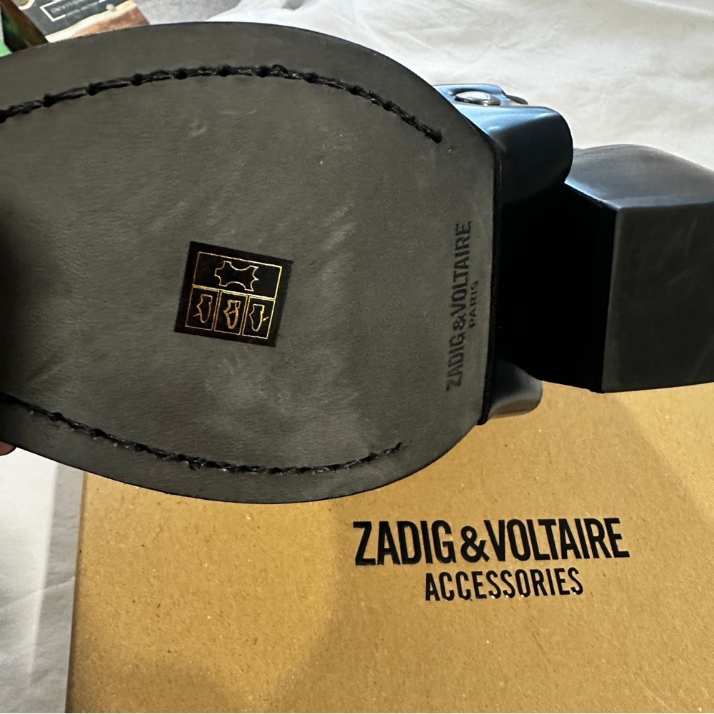 NEW in BOX ZADIG & VOLTAIRE Black N’Dricks Glossy Ankle Boots reg $558 Sz 38 - Picture 14 of 15